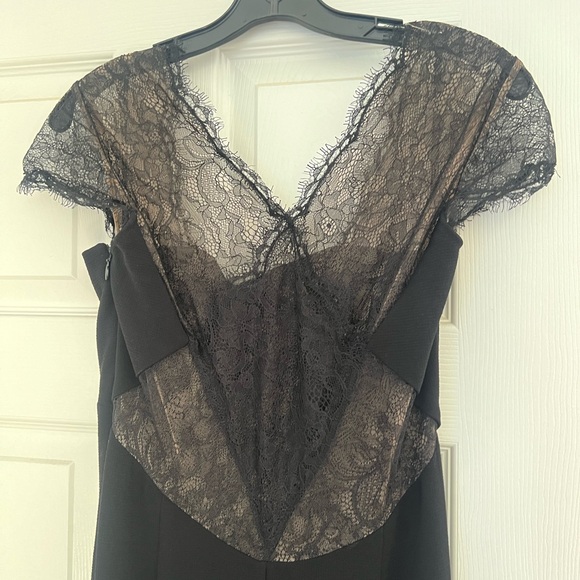 Bcbg Maxazria Black Julia Fitted Gown/ Dress with Lace Back $398 - Picture 5 of 7